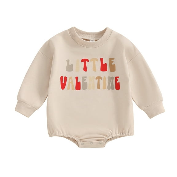 Bagilaanoe Newborn Baby Girl Boy Valentine's Day Romper Sweatshirt Long Sleeve Bodysuits Letter Print Pullover 3M 6M 12M 18M Infant Casual Tee Tops