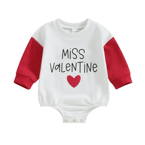 Bagilaanoe Newborn Baby Girl Boy Valentine's Day Romper Sweatshirt Long Sleeve Bodysuits Letter Print Pullover 3M 6M 12M 18M Infant Casual Tee Tops