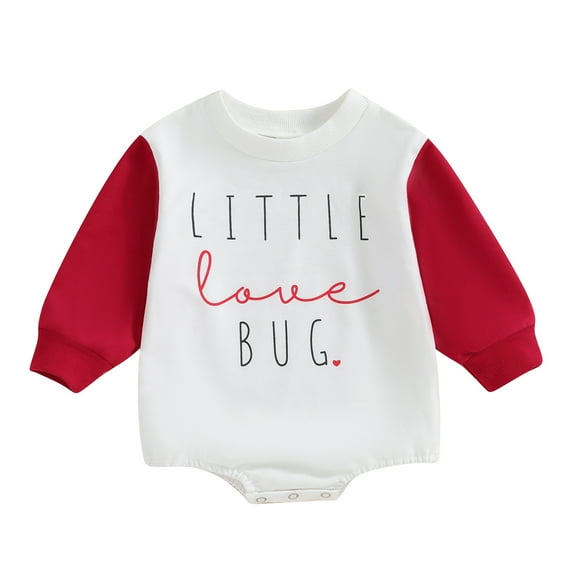 Bagilaanoe Newborn Baby Girl Boy Valentine´s Day Romper Sweatshirt Long Sleeve Bodysuits Letter Print Pullover 3M 6M 12M 18M Infant Casual Tee Tops