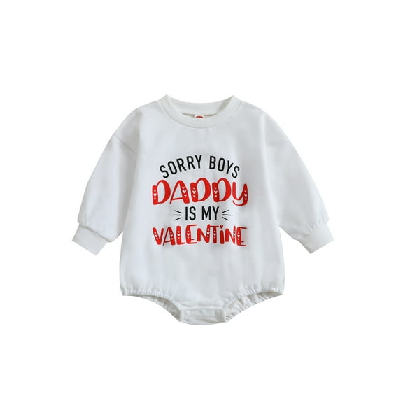 Bagilaanoe Newborn Baby Girl Boy Valentine's Day Rompers Letters Print Long Sleeve Bodysuits 3M 6M 9M 12M 18M 24M Infant Casual One Piece Short Jumpsuit