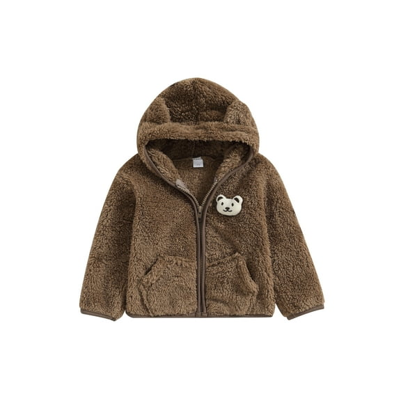Bagilaanoe Newborn Baby Girl Boy Winter Fuzzy Coat Long Sleeve Hooded Jacket 6M 9M 12M 18M 24M Infant Fall Fleece Zipper Outwear