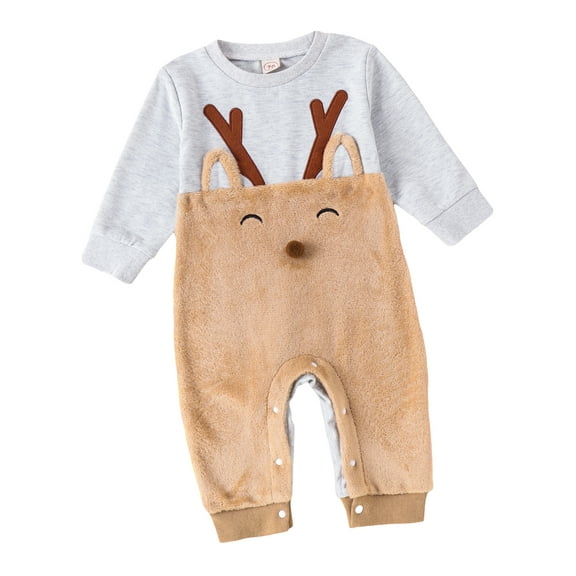 Bagilaanoe Newborn Baby Girl Boys Christmas Jumpsuit Elk/Christmas Tree Print Long Sleeve Bodysuit 3M 6M 9M 12M 18M Infant Fall One Piece Romper