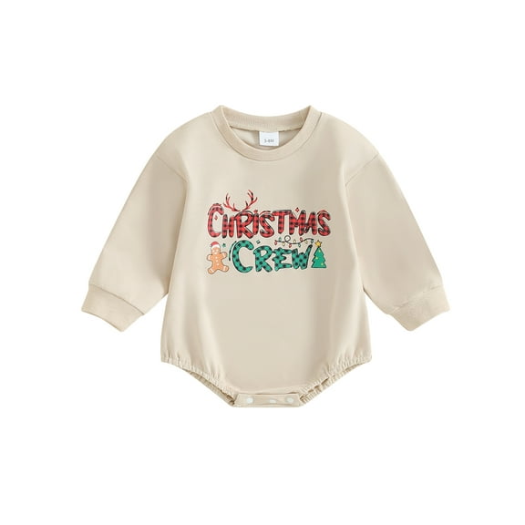 Bagilaanoe Newborn Baby Girl Boys Christmas Romper Sweatshirt Long Sleeve Bodysuits Letter Print Pullover 3M 6M 12M 18M Infant Casual Tee Tops
