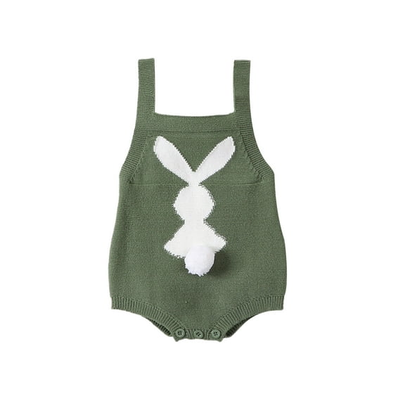 Bagilaanoe Newborn Baby Girl Boys Easter Rompers Print Sleeveless Knit Bodysuit 3M 6M 9M 12M Infant Overalls Spring Clothing
