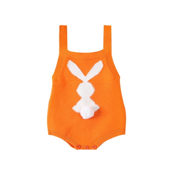 Bagilaanoe Newborn Baby Girl Boys Easter Rompers Print Sleeveless Knit Bodysuit 3M 6M 9M 12M Infant Overalls Spring Clothing