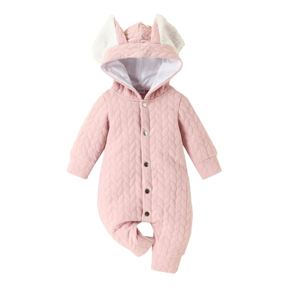 Bagilaanoe Newborn Baby Girl Boys Fall Hooded Jumpsuit Newborn Long Sleeve Bodysuit 3M 6M 9M 12M 18M Infant Winter Warm One Piece Romper
