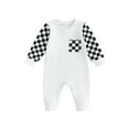 thumbnail image 1 of Bagilaanoe Newborn Baby Girl Boys Fall Jumpsuit Checkerboard Print Long Sleeve Bodysuit 3M 6M 12M 18M Infant Casual One Piece Romper, 1 of 8