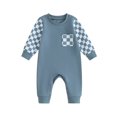 thumbnail image 1 of Bagilaanoe Newborn Baby Girl Boys Fall Jumpsuit Checkerboard Print Long Sleeve Bodysuit 3M 6M 12M 18M Infant Casual One Piece Romper, 1 of 8