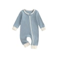 thumbnail image 1 of Bagilaanoe Newborn Baby Girl Boys Fall Jumpsuit Long Sleeve Bodysuit 3M 6M 12M 18M Infant Zipper One Piece Romper, 1 of 9