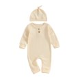 thumbnail image 1 of Bagilaanoe Newborn Baby Girl Boys Fall Jumpsuit Long Sleeve Bodysuit + Hat 3M 6M 9M 12M 18M 24M Infant Fall One Piece Romper, 1 of 9