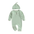 thumbnail image 1 of Bagilaanoe Newborn Baby Girl Boys Fall Jumpsuit Long Sleeve Bodysuit + Hat 3M 6M 9M 12M 18M 24M Infant Fall One Piece Romper, 1 of 9