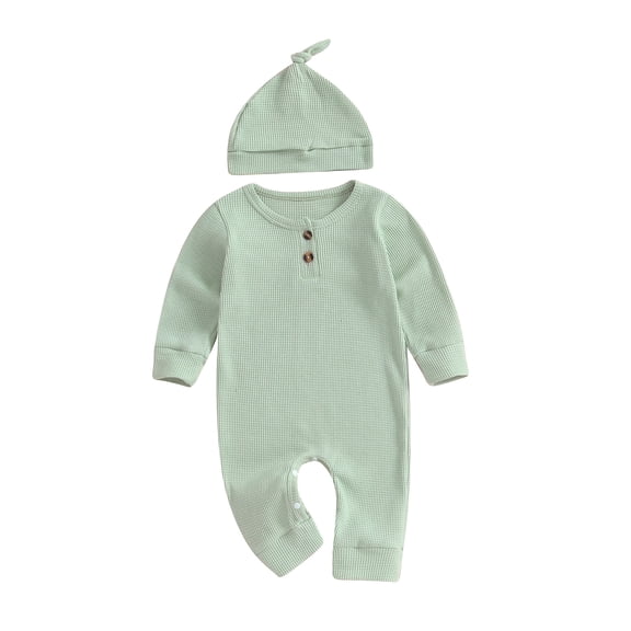 Bagilaanoe Newborn Baby Girl Boys Fall Jumpsuit Long Sleeve Bodysuit + Hat 3M 6M 9M 12M 18M 24M Infant Fall One Piece Romper