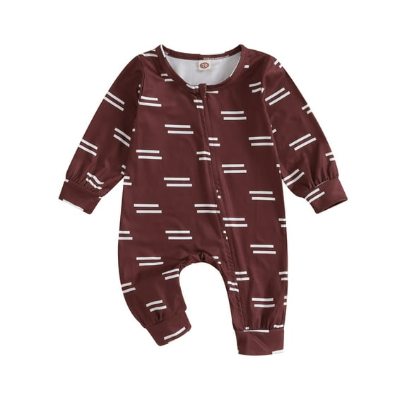 Bagilaanoe Newborn Baby Girl Boys Fall Jumpsuit Stripes Print Long Sleeve Bodysuit 3M 6M 9M 12M 18M Infant Zipper One Piece Romper