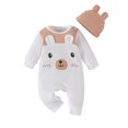 thumbnail image 1 of Bagilaanoe Newborn Baby Girl Boys Fall Jumpsuits Print Long Sleeve Bodysuit + Hat 3M 6M 9M 12M 18M Infant Winter One Piece Romper, 1 of 8