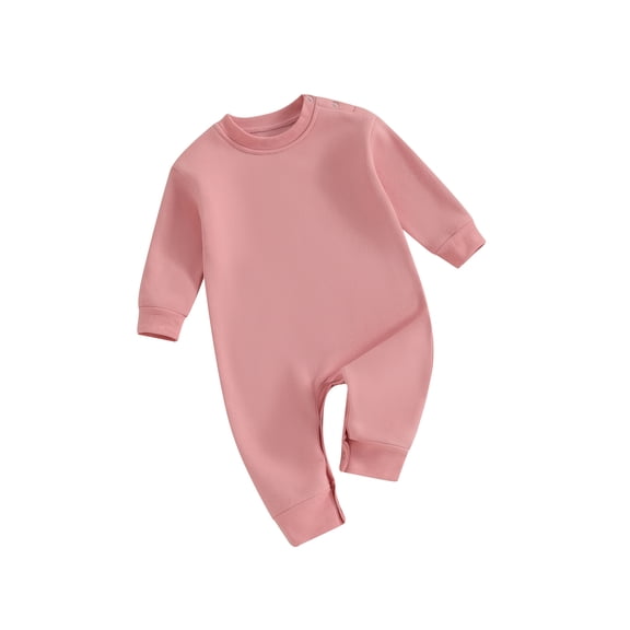 Bagilaanoe Newborn Baby Girl Boys Fleece Jumpsuit Solid Color Long Sleeve Bodysuit 3M 6M 9M 12M 18M Infant Fall Warm One Piece Romper