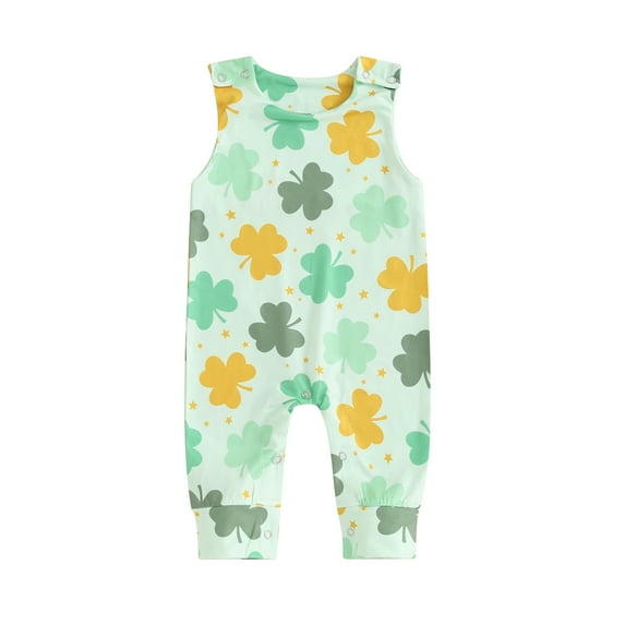 Bagilaanoe Newborn Baby Girl Boys Holiday Jumpsuits Print Sleeveless Bodysuit 6M 12M 18M 24M Infant Spring One Piece Romper