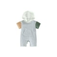 thumbnail image 1 of Bagilaanoe Newborn Baby Girl Boys Hood Jumpsuit Contrast Color Short Sleeve Bodysuit 3M 6M 12M 18M Infant One Piece Romper, 1 of 8