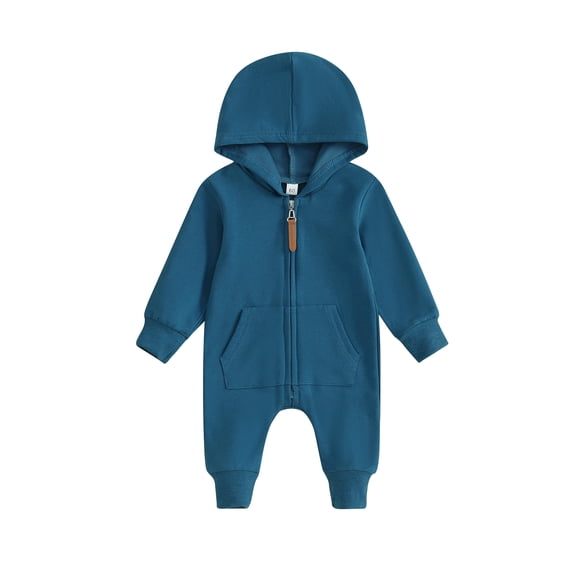 Bagilaanoe Newborn Baby Girl Boys Hooded Jumpsuits Long Sleeve Bodysuit 3M 6M 12M Infant Zip-up One Piece Romper