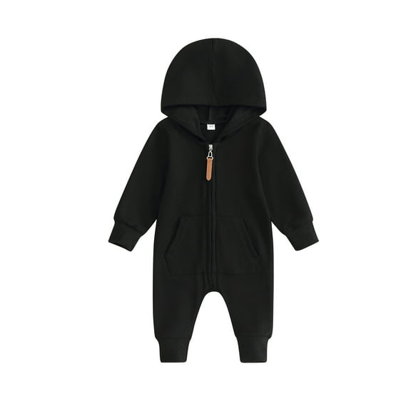 Bagilaanoe Newborn Baby Girl Boys Hooded Jumpsuits Long Sleeve Bodysuit 3M 6M 12M Infant Zip-up One Piece Romper