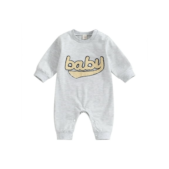 Bagilaanoe Newborn Baby Girl Boys Jumpsuit Letter Embroidery Long Sleeve Bodysuit 6M 12M 18M 24M Infant Fall One Piece Romper