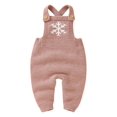 thumbnail image 1 of Bagilaanoe Newborn Baby Girl Boys Knitted Jumpsuit Snowflake Letters Print Sleeveless Bodysuit Overalls 3M 6M 9M 12M 18M Infant Ribbed One Piece Romper, 1 of 9