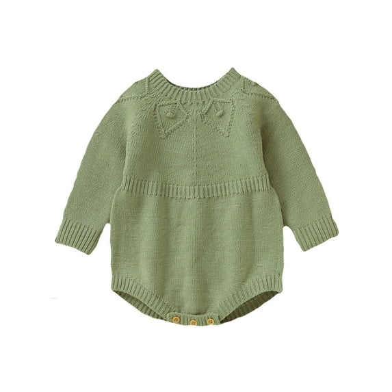 Bagilaanoe Newborn Baby Girl Boys Knitted Romper Sweater Long Sleeve Bodysuits Solid Color Pullover 3M 6M 12M 18M Infant Warm Jumpers Tops Fall Loose Knitwear