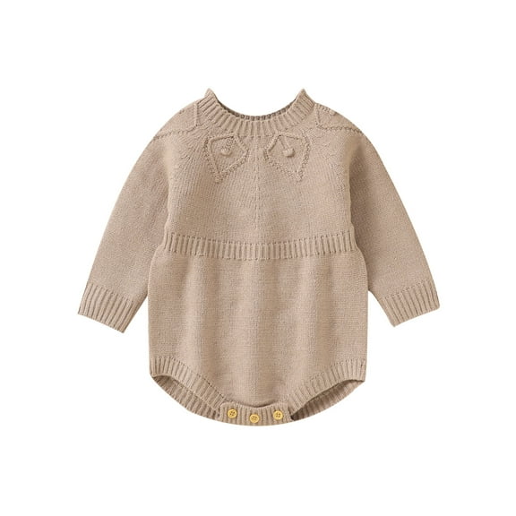 Bagilaanoe Newborn Baby Girl Boys Knitted Romper Sweater Long Sleeve Bodysuits Solid Color Pullover 3M 6M 12M 18M Infant Warm Jumpers Tops Fall Loose Knitwear