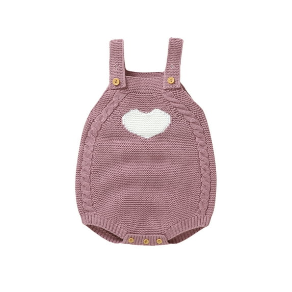 Bagilaanoe Newborn Baby Girl Boys Knitting Jumpsuit Heart Print Sleeveless Bodysuit 3M 6M 9M 12M 18M Infant Ribbed One Piece Romper