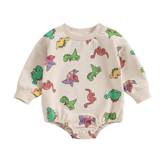 Bagilaanoe Newborn Baby Girl Boys Oversized Romper Sweatshirt Long Sleeve Bodysuits Dinosaur Print Pullover 3M 6M 12M 18M Infant Casual Tee Tops