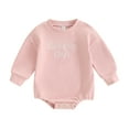 thumbnail image 1 of Bagilaanoe Newborn Baby Girl Boys Oversized Romper Sweatshirt Long Sleeve Bodysuits Letter Embroidered Pullover 3M 6M 12M 18M Infant Casual Tee Tops, 1 of 8