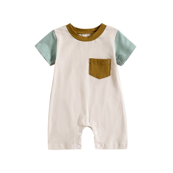 Bagilaanoe Newborn Baby Girl Boys Summer Jumpsuit Contrast Color Short Sleeve Bodysuit 3M 6M 12M 18M 24M Infant Casual One Piece Romper