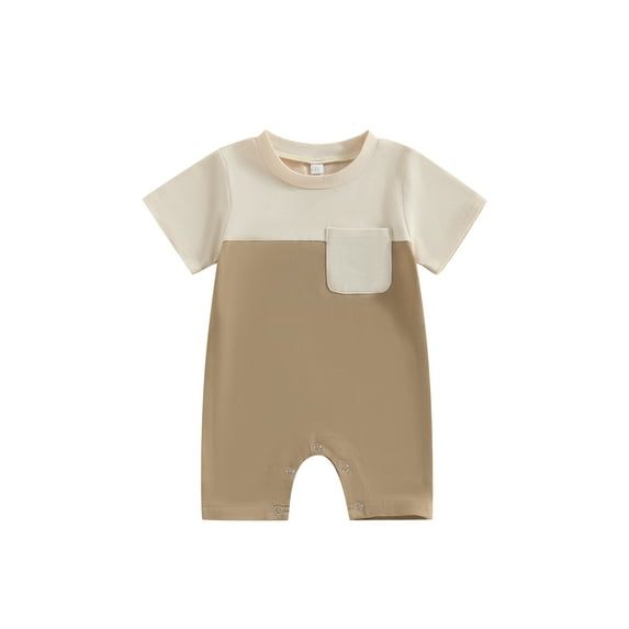 Bagilaanoe Newborn Baby Girl Boys Summer Jumpsuit Contrast Color Short Sleeve Bodysuit 3M 6M 12M 18M Infant Casual One Piece Romper