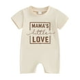 thumbnail image 1 of Bagilaanoe Newborn Baby Girl Boys Summer Jumpsuit Letters Print Short Sleeve Bodysuit 3M 6M 12M 18M Infant Casual One Piece Romper, 1 of 8
