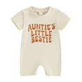 thumbnail image 1 of Bagilaanoe Newborn Baby Girl Boys Summer Jumpsuit Letters Print Short Sleeve Bodysuit 3M 6M 12M 18M Infant Casual One Piece Romper, 1 of 8
