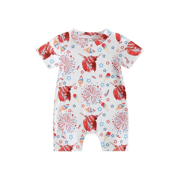 Bagilaanoe Newborn Baby Girl Boys Summer Jumpsuit Print Short Sleeve Bodysuit 3M 6M 12M 18M Infant Casual One Piece Romper