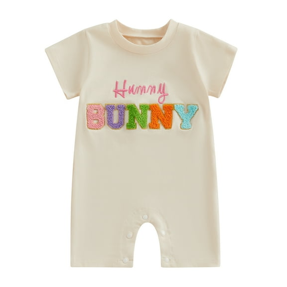 Bagilaanoe Newborn Baby Girl Boys Summer Jumpsuit Shorts Letter Embroidered Short Sleeve Bodysuit 3M 6M 12M 18M Infant Casual One Piece Romper