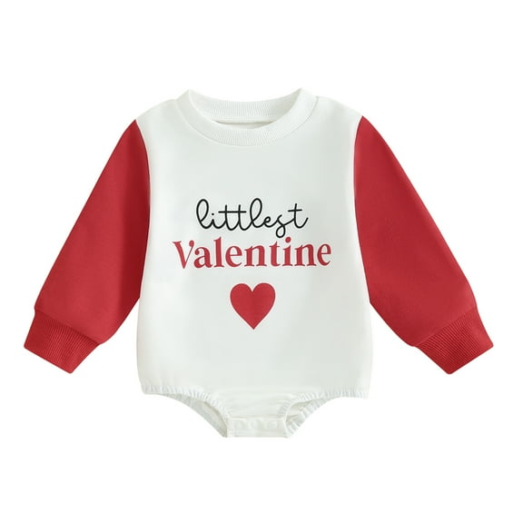 Bagilaanoe Newborn Baby Girl Boys Valentine's Day Romper Sweatshirt Long Sleeve Bodysuits Letter Print Pullover 3M 6M 12M 18M Infant Casual Tee Tops