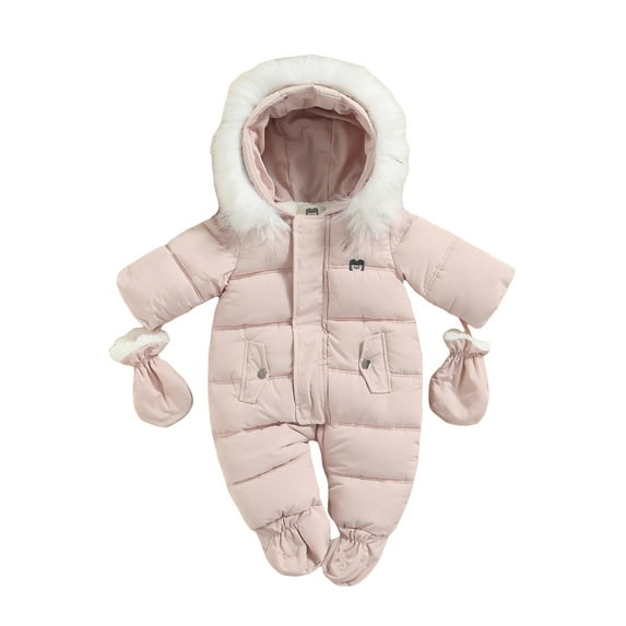 Bagilaanoe Newborn Baby Girl Boys Winter Hooded Jumpsuits Quilted Puffer Coat Romper Long Sleeve Footie Bodysuit 6M 9M 12M 18M 24M Infant Warm One Piece Outwear