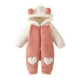 thumbnail image 1 of Bagilaanoe Newborn Baby Girl Boys Winter Jumpsuits Fleece Snowsuits Long Sleeve Hooded Rompers 3M 6M 9M 12M 18M Infant Warm One Piece Bodysuits Coat, 1 of 7