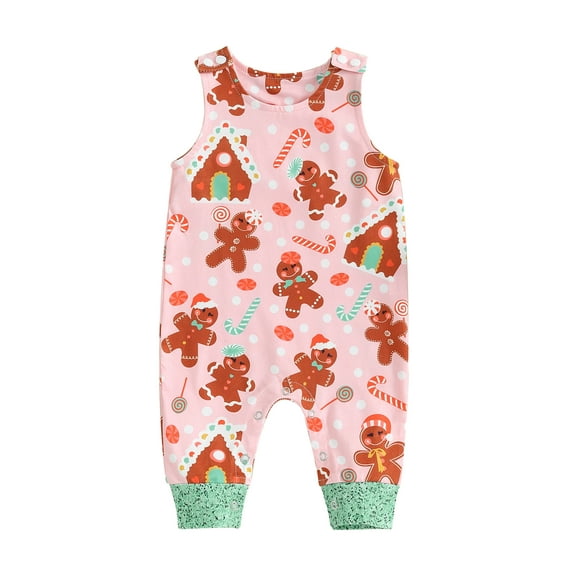 Bagilaanoe Newborn Baby Girl Christmas Jumpsuit Cartoon Print Sleeveless Bodysuit 3M 6M 12M 18M Infant Fall One Piece Romper