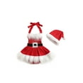 thumbnail image 1 of Bagilaanoe Newborn Baby Girl Christmas Romper Dress Sequins Ruffle Sleeveless A-line Princess Dresses + Hat 3M 6M 12M 18M 24M Infant Plush Trim Patchwork Tutu Jumpsuits Skirt, 1 of 9