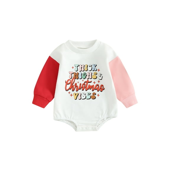 Bagilaanoe Newborn Baby Girl Christmas Romper Sweatshirt Long Sleeve Bodysuits Letter/Santa Claus Print Pullover 3M 6M 12M 18M Infant Casual Tee Tops