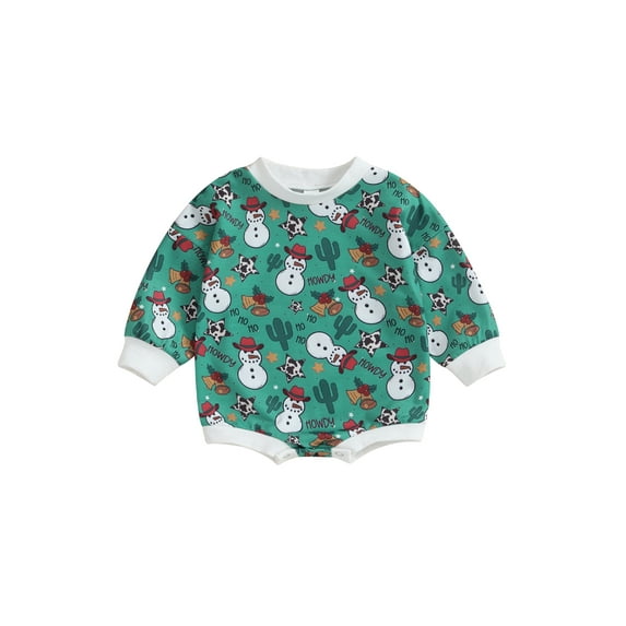 Bagilaanoe Newborn Baby Girl Christmas Romper Sweatshirt Long Sleeve Bodysuits Print Pullover 3M 6M 12M 18M Infant Casual Tee Tops
