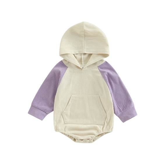 Bagilaanoe Newborn Baby Girl Corduroy Romper Sweatshirt Long Sleeve Hooded Bodysuit Patchwork Pullover 6M 12M 18M 24M Fall Tops
