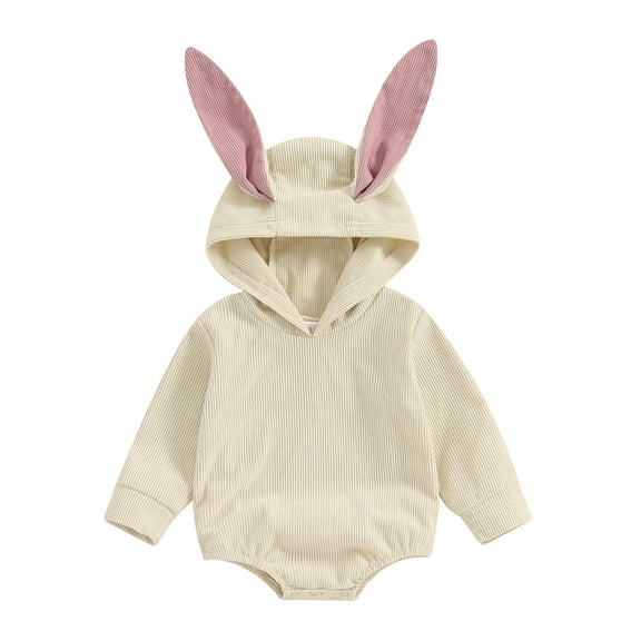 Bagilaanoe Newborn Baby Girl Corduroy Romper Sweatshirt Long Sleeve Hooded Bodysuits Pullover 3M 6M 12M 18M Infant Casual Tee Tops
