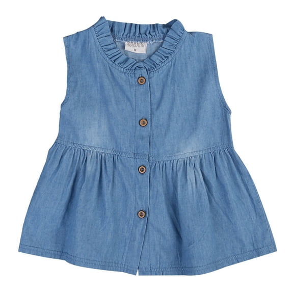 Bagilaanoe Newborn Baby Girl Denim Dress Sleeveless A-line Ruffle Dresses 6M 12M 18M 24M Infant Summer Casual Swing Sundress