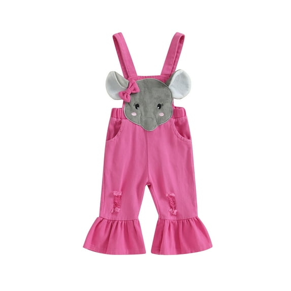 Bagilaanoe Newborn Baby Girl Denim Jumpsuit Sleeveless Embroidery Overalls 3M 6M 9M 12M 18M 24M Infant Bell Bottom Flared Pants Summer Clothes