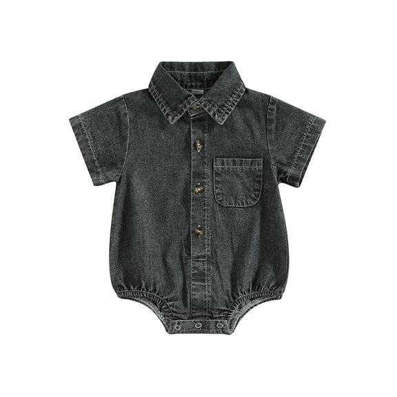 Bagilaanoe Newborn Baby Girl Denim Rompers Short Sleeve Bodysuit 3M 6M 12M 18M Infant Summer One Piece Jumpsuit