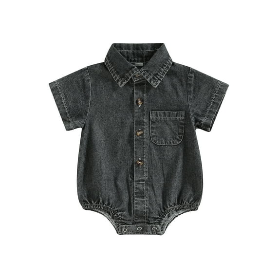 Bagilaanoe Newborn Baby Girl Denim Rompers Short Sleeve Bodysuit 3M 6M 12M 18M Infant Summer One Piece Jumpsuit