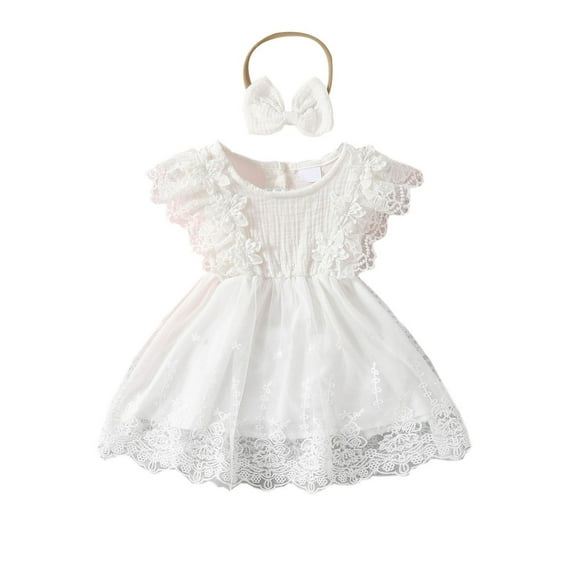 Bagilaanoe Newborn Baby Girl Dress Floral Sleeveless Bodysuits Headband 3M 6M 9M 12M 18M 24M Infant Patchwork A-line Dresses